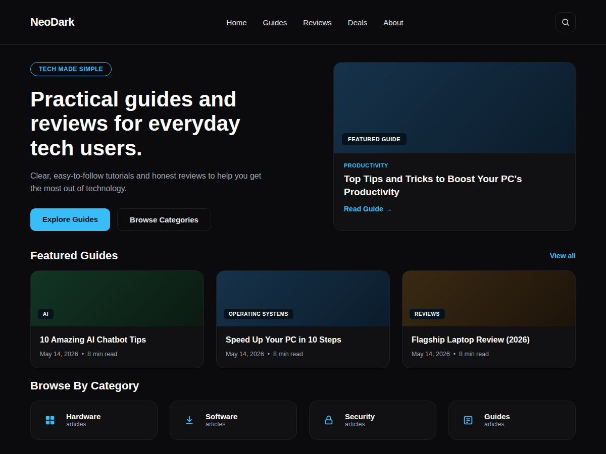 NeoDark Preview Wordpress Theme - Rating, Reviews, Preview, Demo & Download