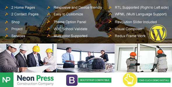 NeonPress Construction Preview Wordpress Theme - Rating, Reviews, Preview, Demo & Download