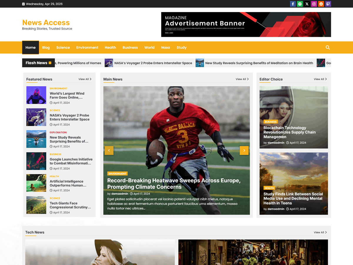 News Access Preview Wordpress Theme - Rating, Reviews, Preview, Demo & Download