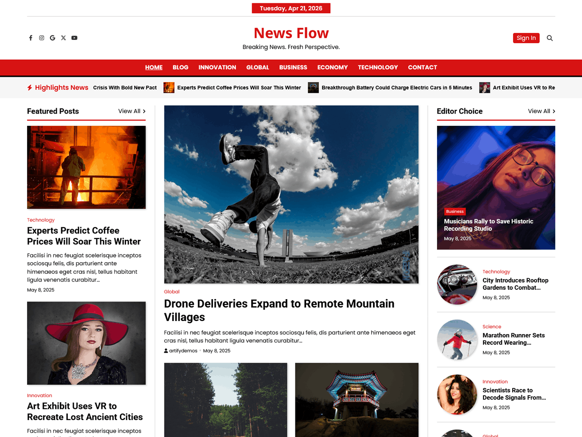 News Flow Preview Wordpress Theme - Rating, Reviews, Preview, Demo & Download