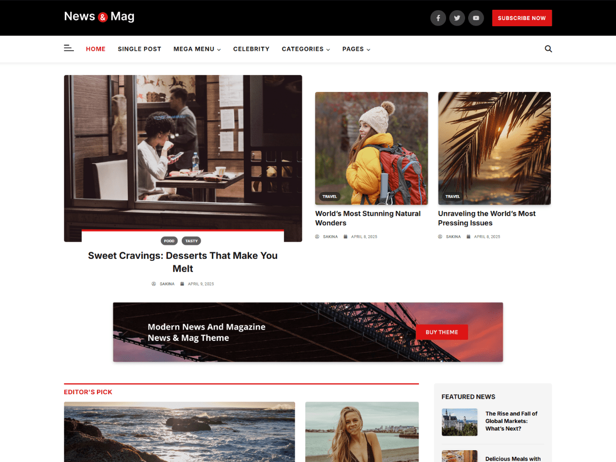 News Mag Preview Wordpress Theme - Rating, Reviews, Preview, Demo & Download