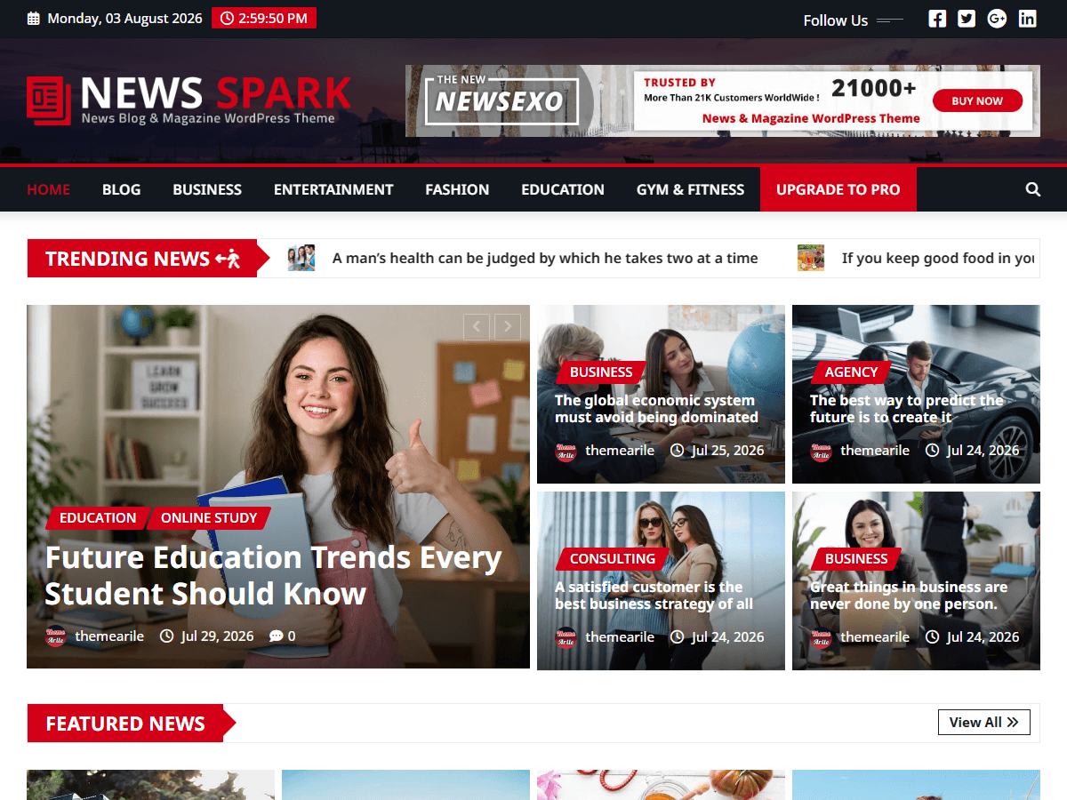 News Spark Preview Wordpress Theme - Rating, Reviews, Preview, Demo & Download