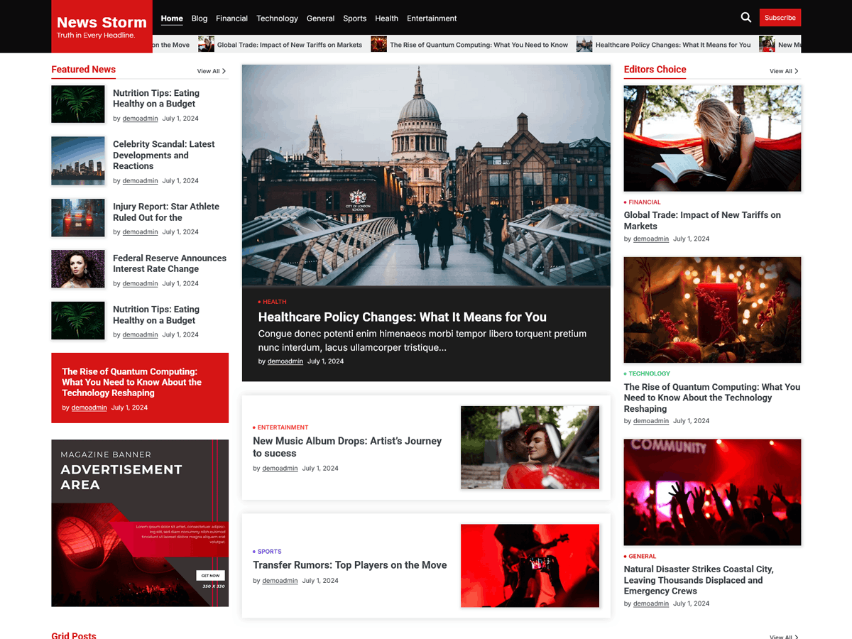 News Storm Preview Wordpress Theme - Rating, Reviews, Preview, Demo & Download