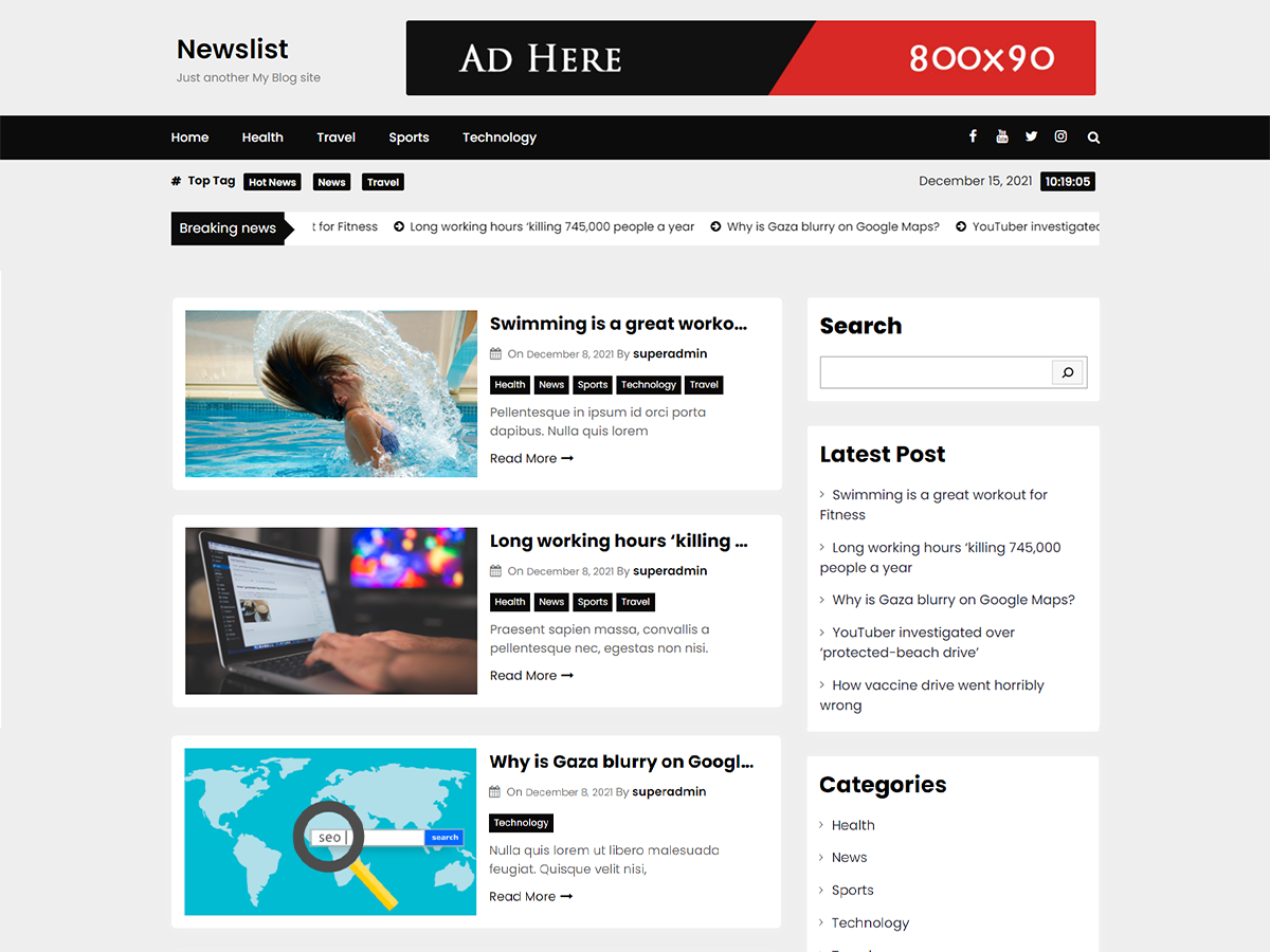 Newslist Preview Wordpress Theme - Rating, Reviews, Preview, Demo & Download