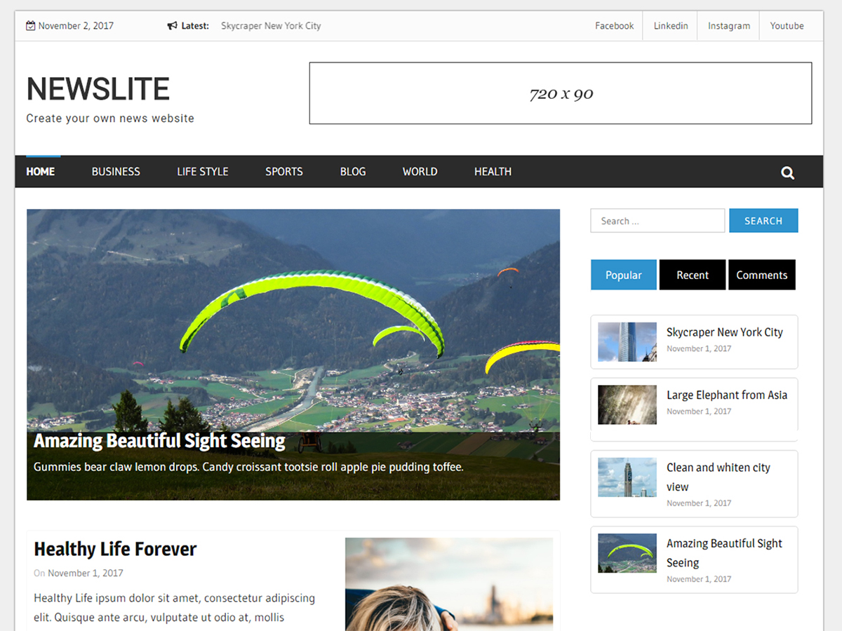 Newslite Preview Wordpress Theme - Rating, Reviews, Preview, Demo & Download