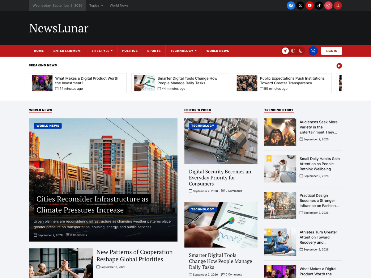 NewsLunar Preview Wordpress Theme - Rating, Reviews, Preview, Demo & Download