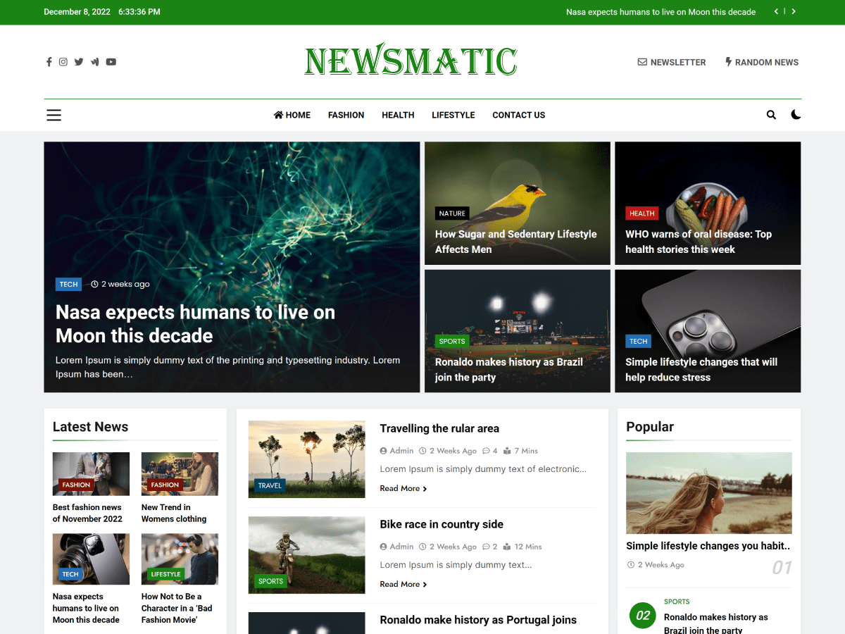 Newsmatic Preview Wordpress Theme - Rating, Reviews, Preview, Demo & Download