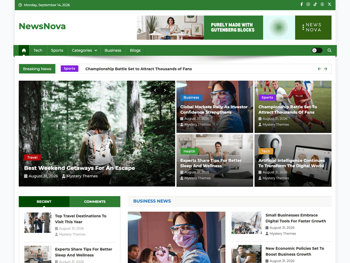 NewsNova Preview Wordpress Theme - Rating, Reviews, Preview, Demo & Download