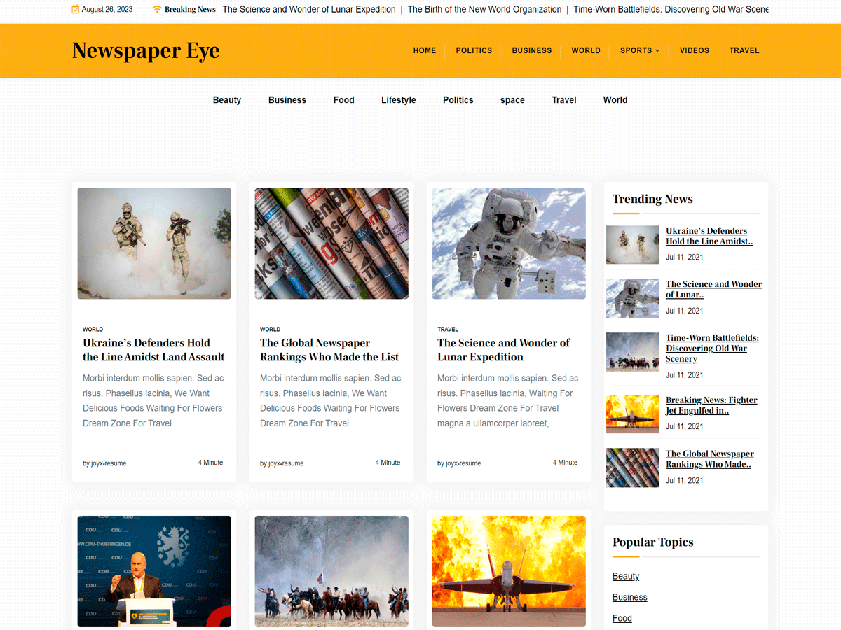 Newspaper Eye Preview Wordpress Theme - Rating, Reviews, Preview, Demo & Download