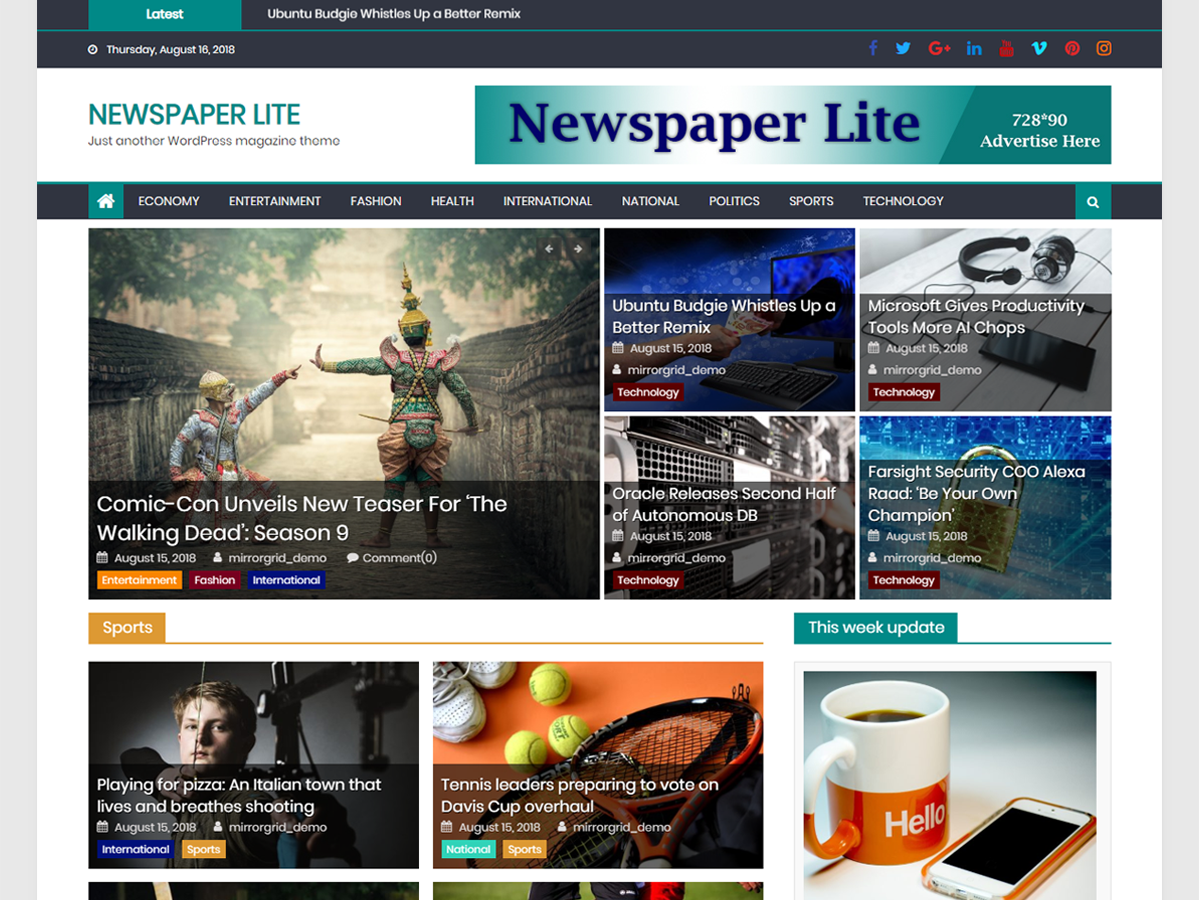 Newspaper Lite Preview Wordpress Theme - Rating, Reviews, Preview, Demo & Download