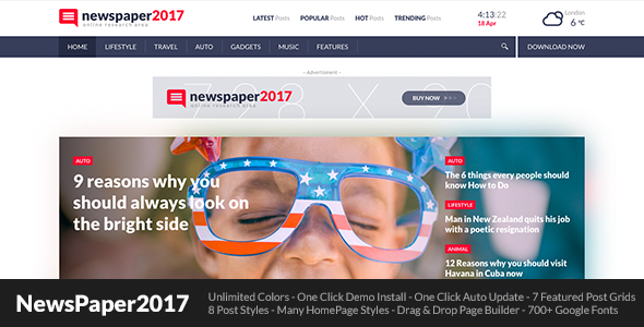 NewsPaper2017 Preview Wordpress Theme - Rating, Reviews, Preview, Demo & Download