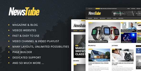 NewsTube Preview Wordpress Theme - Rating, Reviews, Preview, Demo & Download
