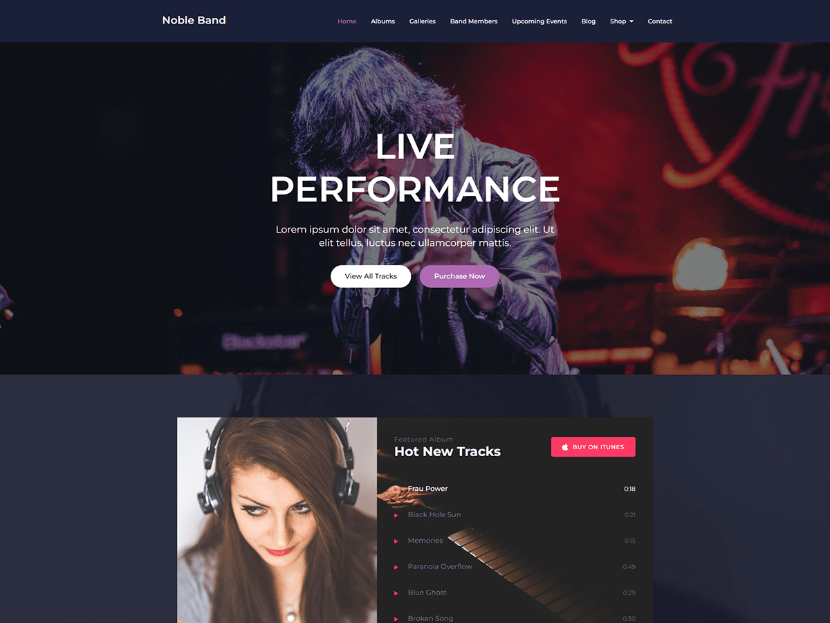 Noble Band Preview Wordpress Theme - Rating, Reviews, Preview, Demo & Download