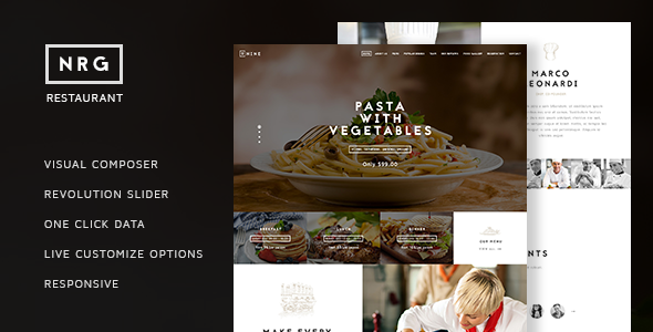 NRG Restaurant Preview Wordpress Theme - Rating, Reviews, Preview, Demo & Download