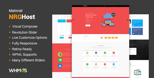 NRGHost Material Preview Wordpress Theme - Rating, Reviews, Preview, Demo & Download