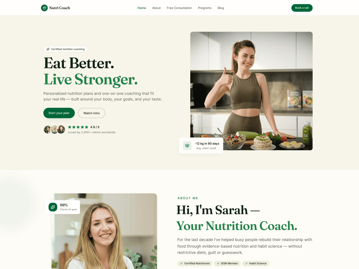 Nutri Coach Preview Wordpress Theme - Rating, Reviews, Preview, Demo & Download