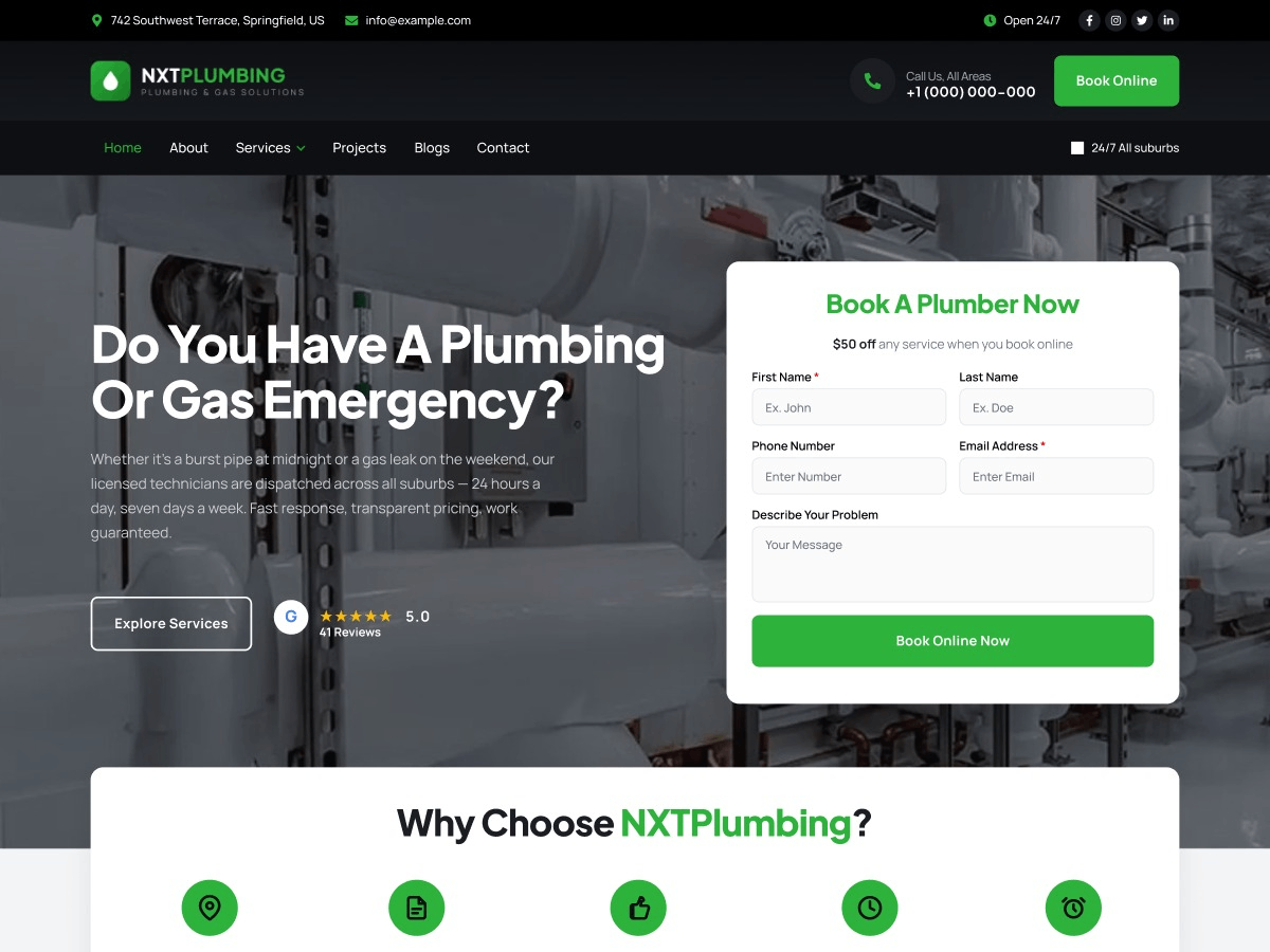 NXT Plumbing Preview Wordpress Theme - Rating, Reviews, Preview, Demo & Download