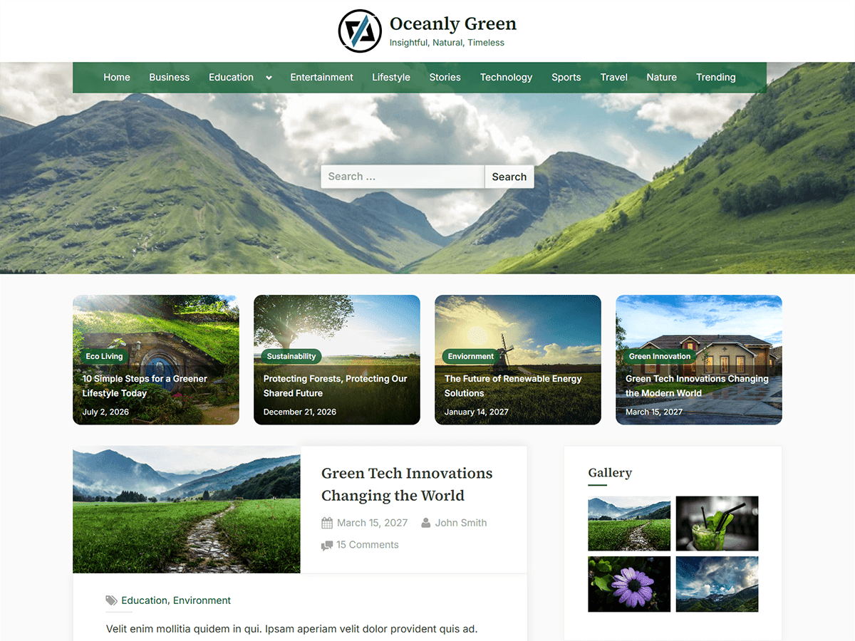 Oceanly Green Preview Wordpress Theme - Rating, Reviews, Preview, Demo & Download