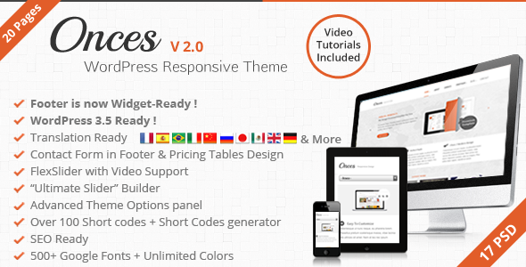 Onces Preview Wordpress Theme - Rating, Reviews, Preview, Demo & Download
