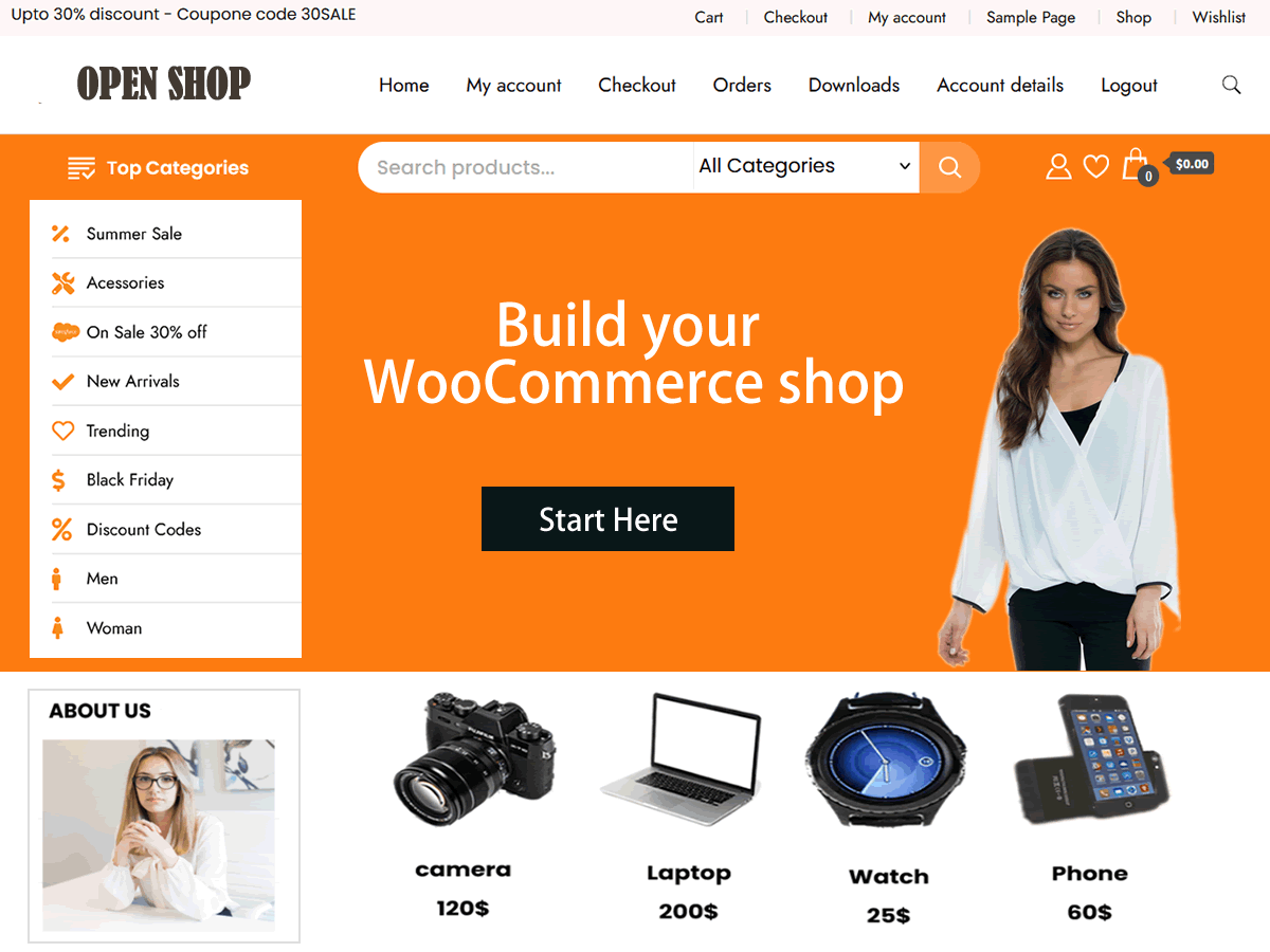 Open WooCommerce Preview Wordpress Theme - Rating, Reviews, Preview, Demo & Download
