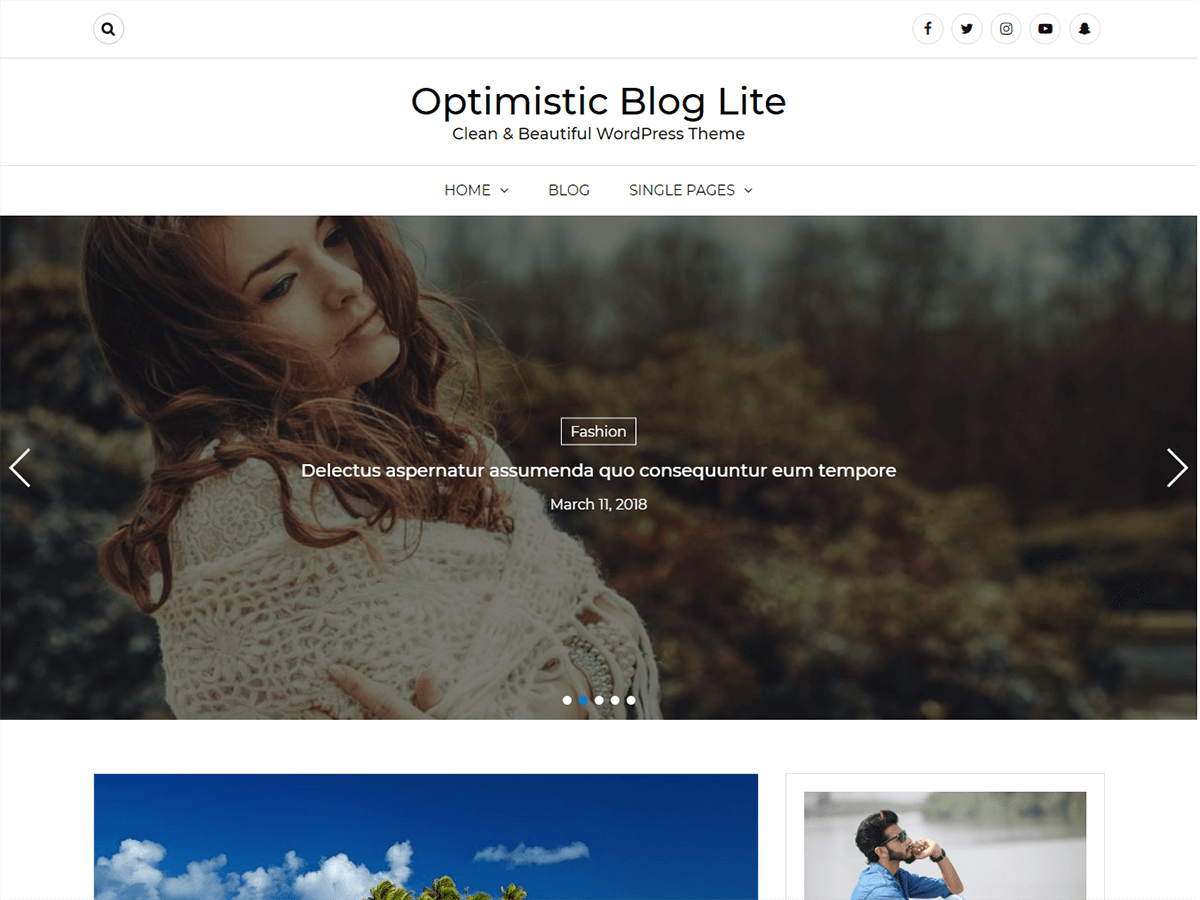 Optimistic Blog Preview Wordpress Theme - Rating, Reviews, Preview, Demo & Download