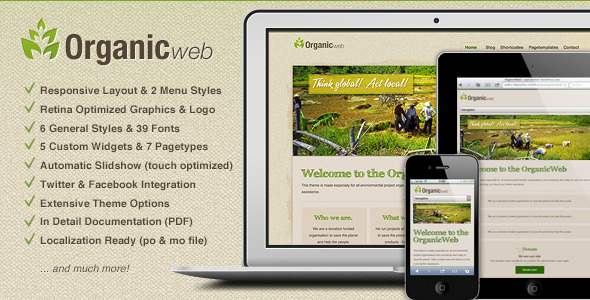 Organic Web Preview Wordpress Theme - Rating, Reviews, Preview, Demo & Download