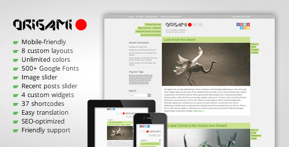 Origami Preview Wordpress Theme - Rating, Reviews, Preview, Demo & Download