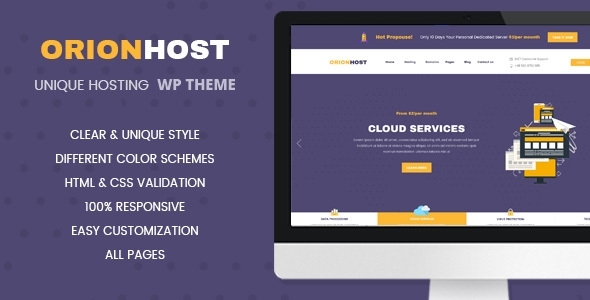 OrionHost Preview Wordpress Theme - Rating, Reviews, Preview, Demo & Download