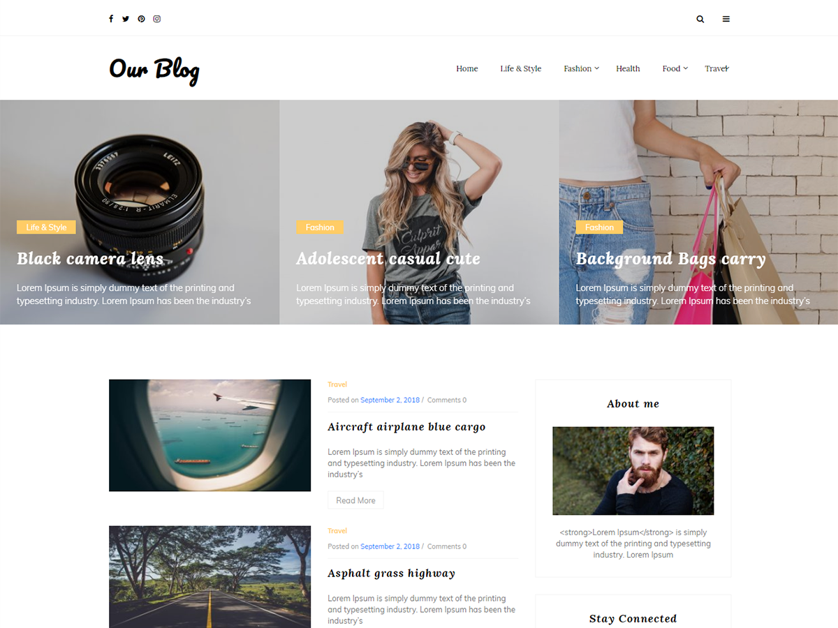 Our Blog Preview Wordpress Theme - Rating, Reviews, Preview, Demo & Download