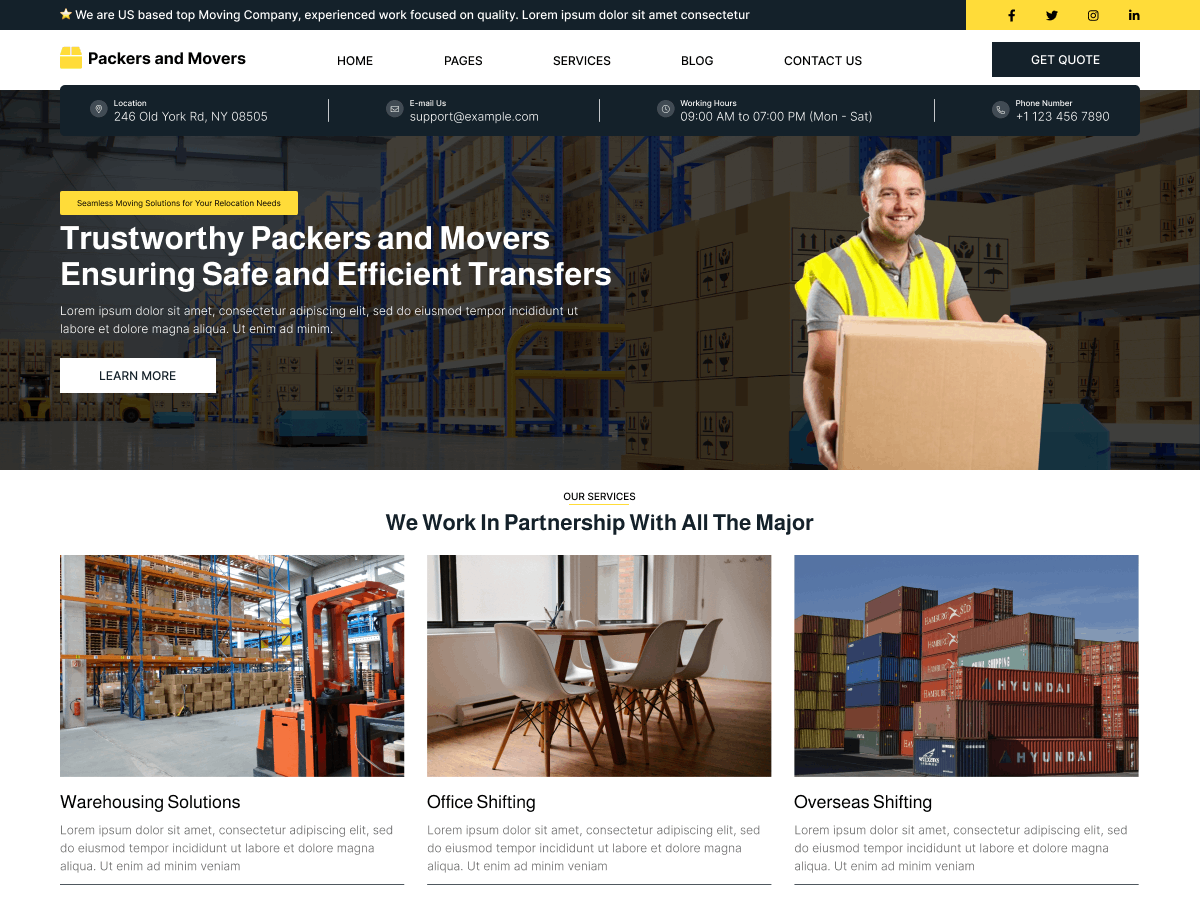Packers Movers Preview Wordpress Theme - Rating, Reviews, Preview, Demo & Download