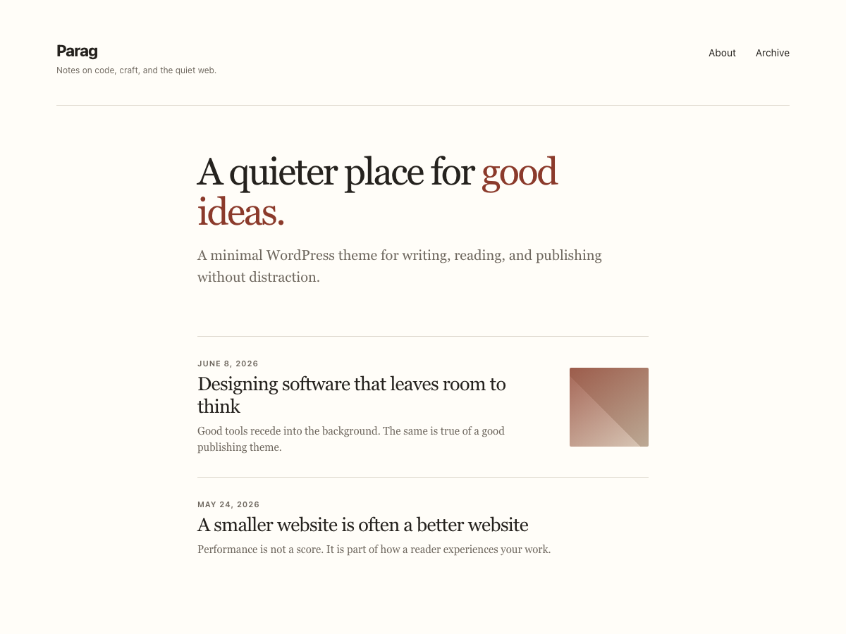 Parag Preview Wordpress Theme - Rating, Reviews, Preview, Demo & Download