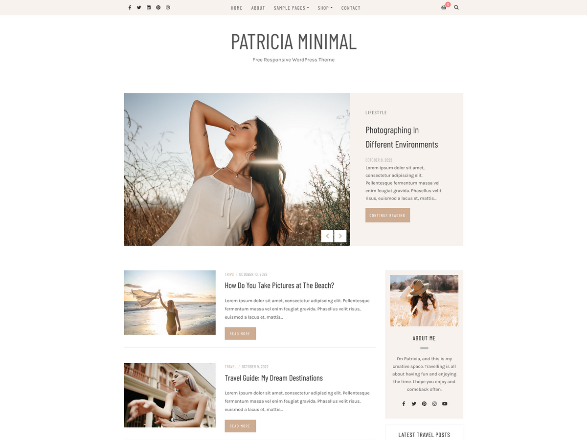 Patricia Minimal Preview Wordpress Theme - Rating, Reviews, Preview, Demo & Download