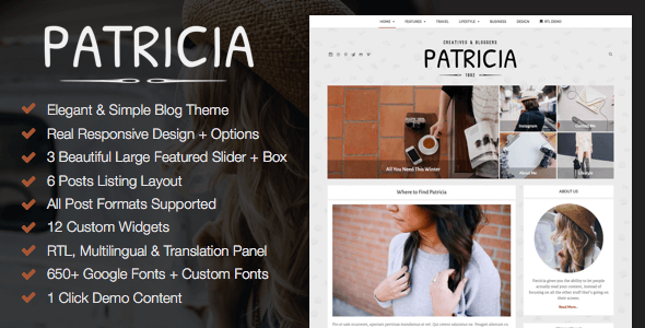 Patricia Preview Wordpress Theme - Rating, Reviews, Preview, Demo & Download