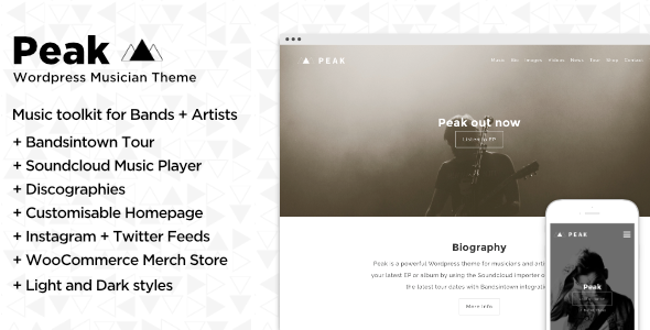 Peak Musician Preview Wordpress Theme - Rating, Reviews, Preview, Demo & Download