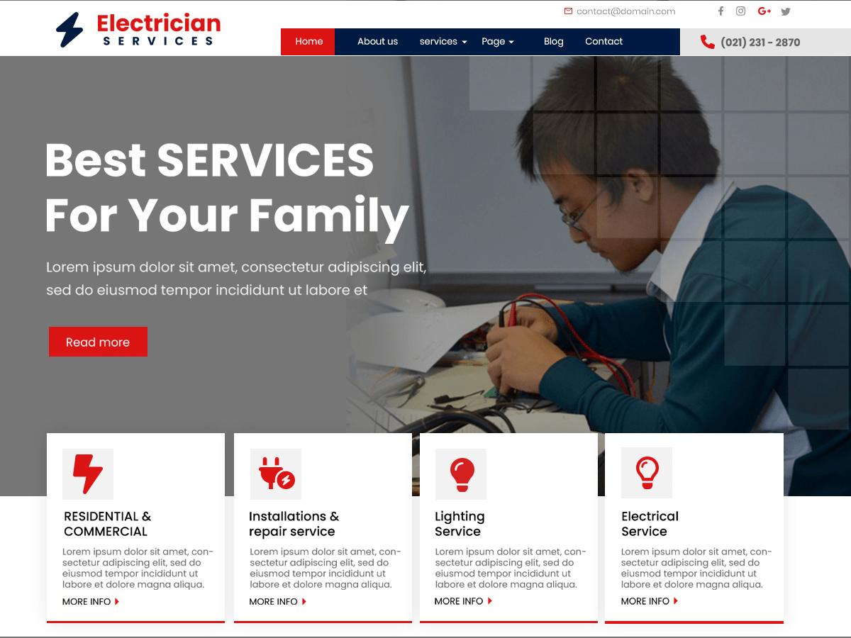 Perfect Electrician Preview Wordpress Theme - Rating, Reviews, Preview, Demo & Download