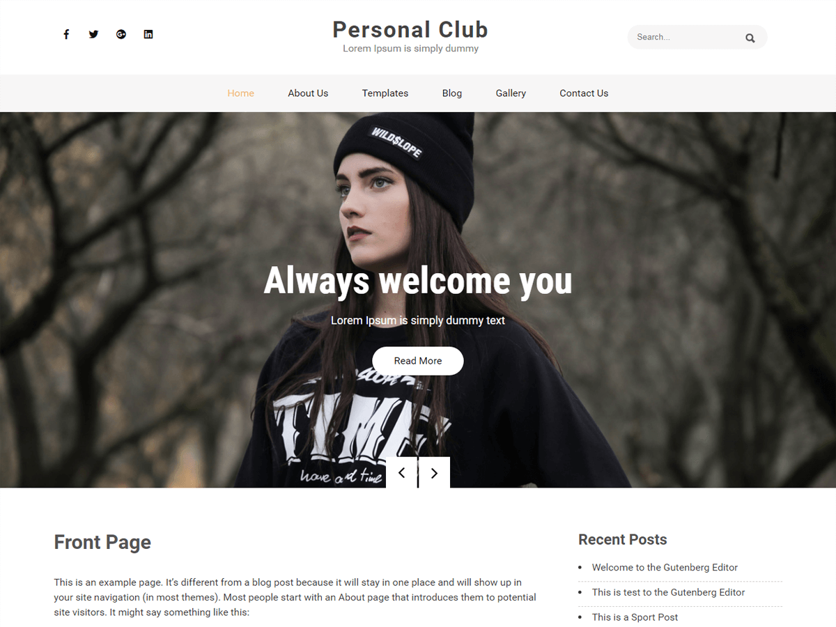 Personal Club Preview Wordpress Theme - Rating, Reviews, Preview, Demo & Download