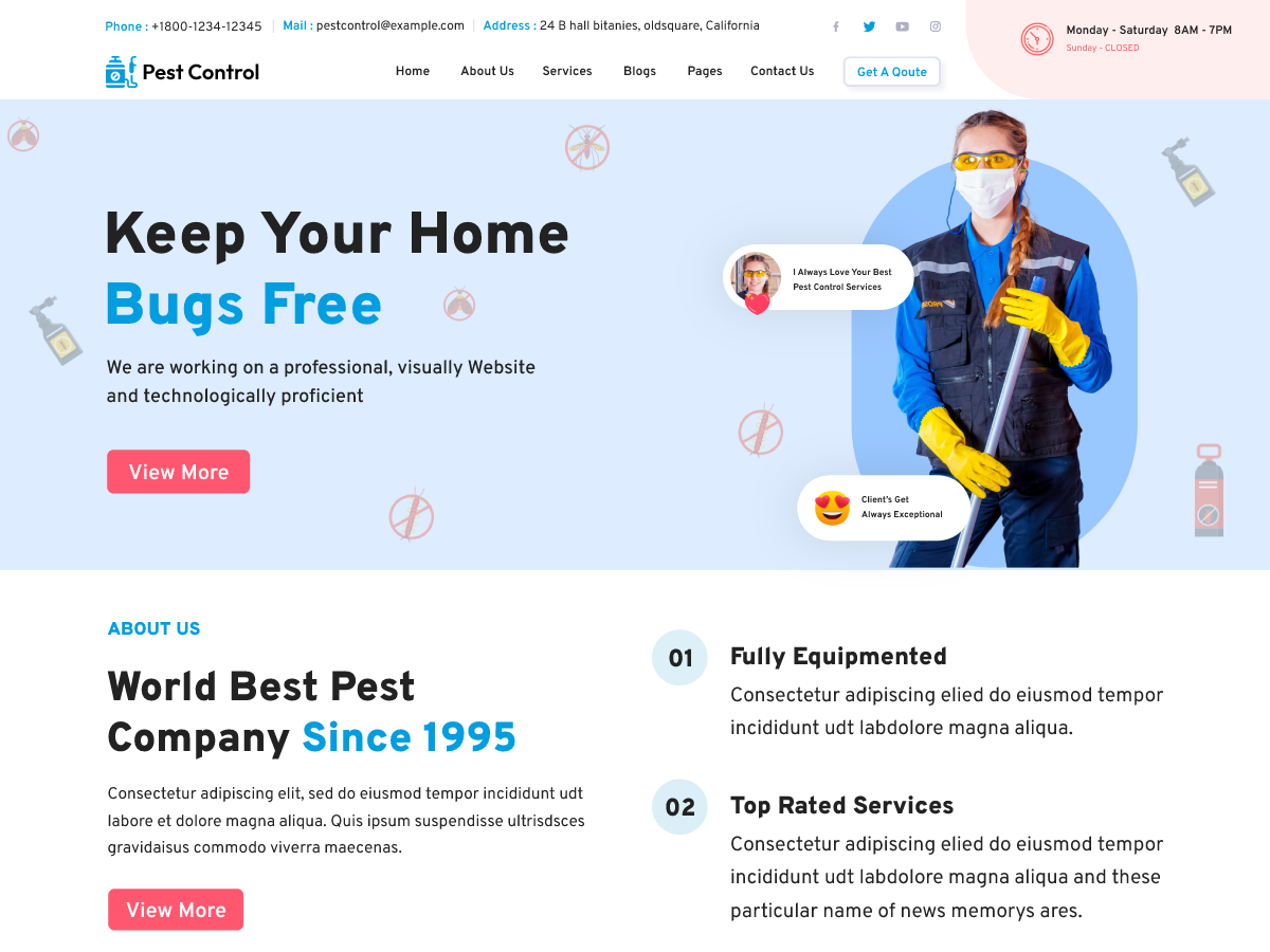 Pest Control Preview Wordpress Theme - Rating, Reviews, Preview, Demo & Download