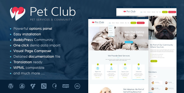 Pet Club Preview Wordpress Theme - Rating, Reviews, Preview, Demo & Download