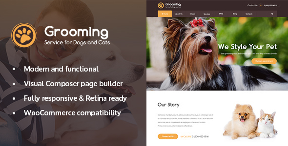 Pet Grooming Preview Wordpress Theme - Rating, Reviews, Preview, Demo & Download