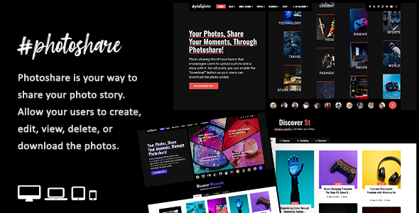 Photoshare Preview Wordpress Theme - Rating, Reviews, Preview, Demo & Download