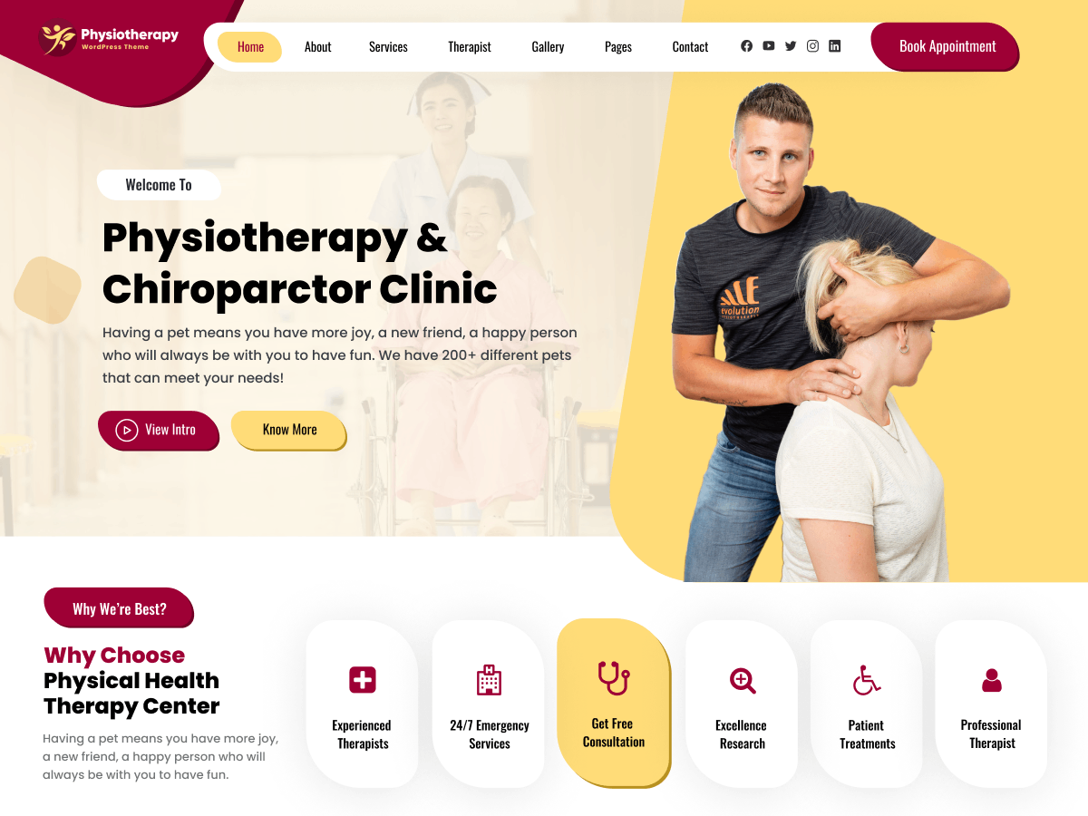 Physical Therapy Preview Wordpress Theme - Rating, Reviews, Preview, Demo & Download