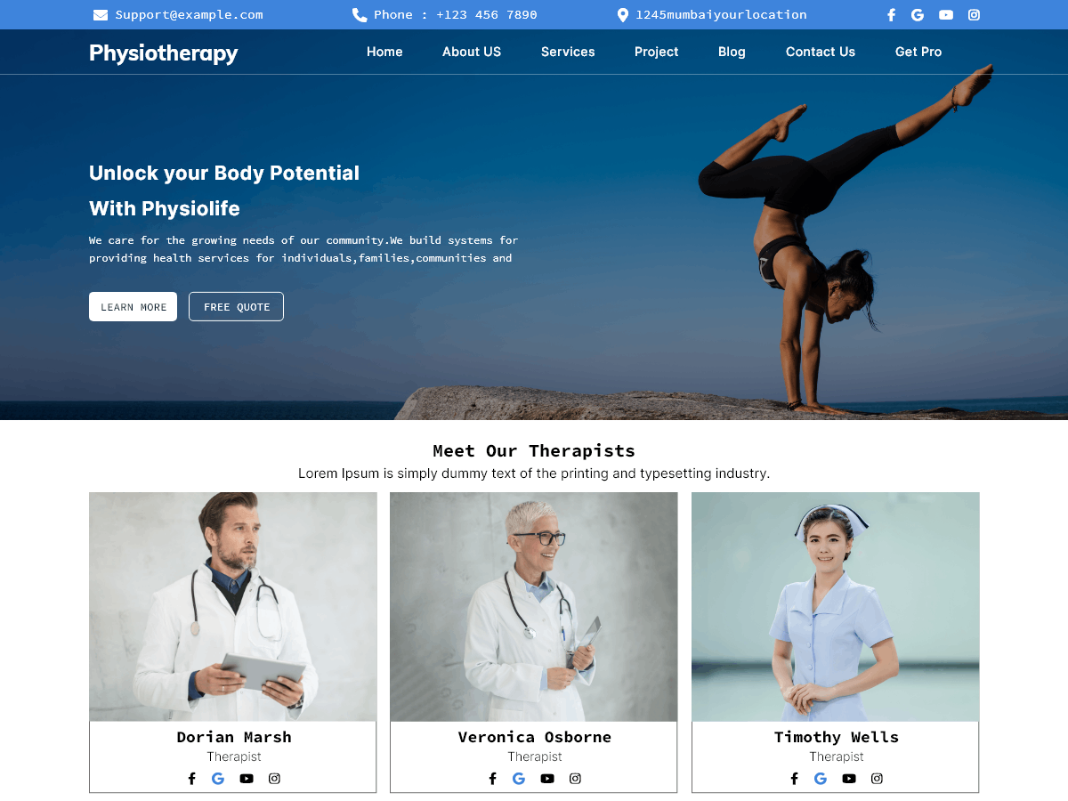 Physiotherapy Clinic Preview Wordpress Theme - Rating, Reviews, Preview, Demo & Download
