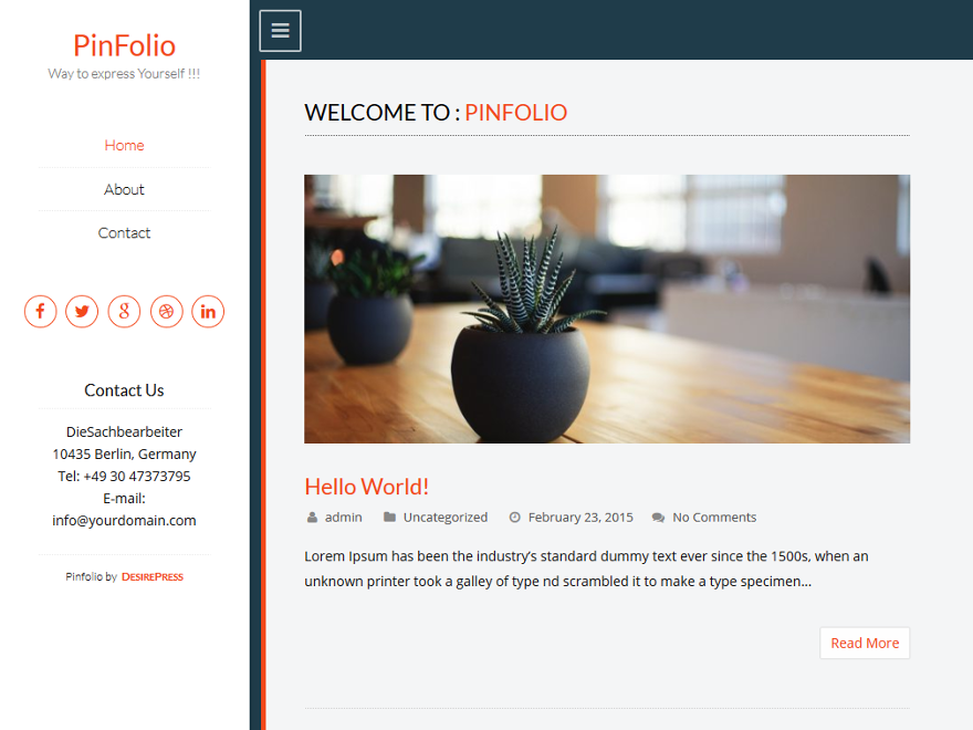 Pinfolio Preview Wordpress Theme - Rating, Reviews, Preview, Demo & Download
