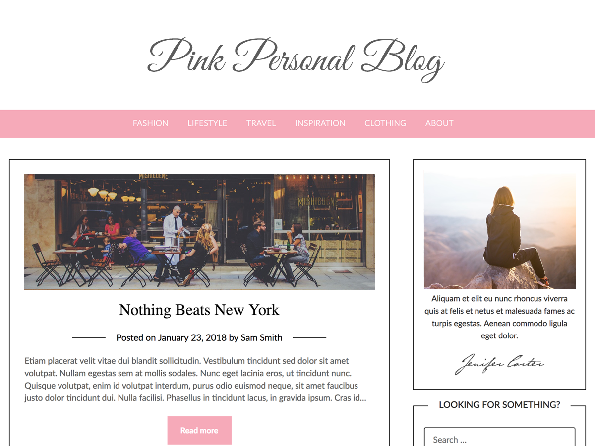 Pink Personal Preview Wordpress Theme - Rating, Reviews, Preview, Demo & Download