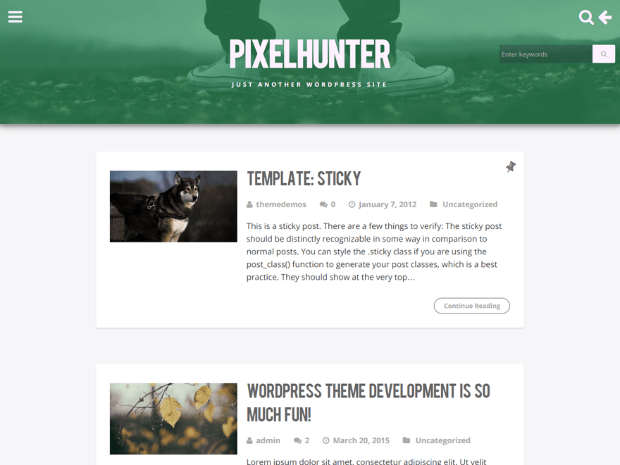 PixelHunter Preview Wordpress Theme - Rating, Reviews, Preview, Demo & Download