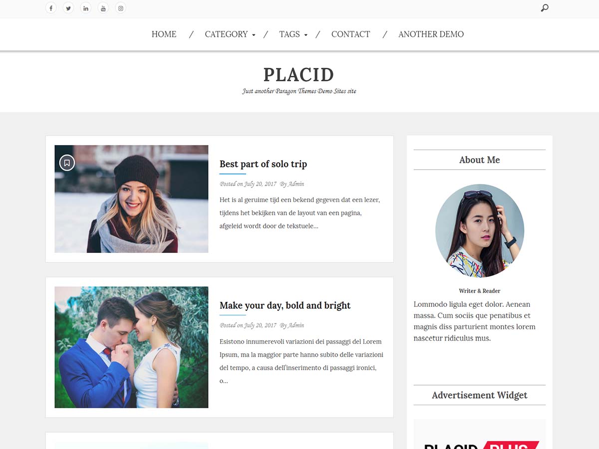 Placid Preview Wordpress Theme - Rating, Reviews, Preview, Demo & Download