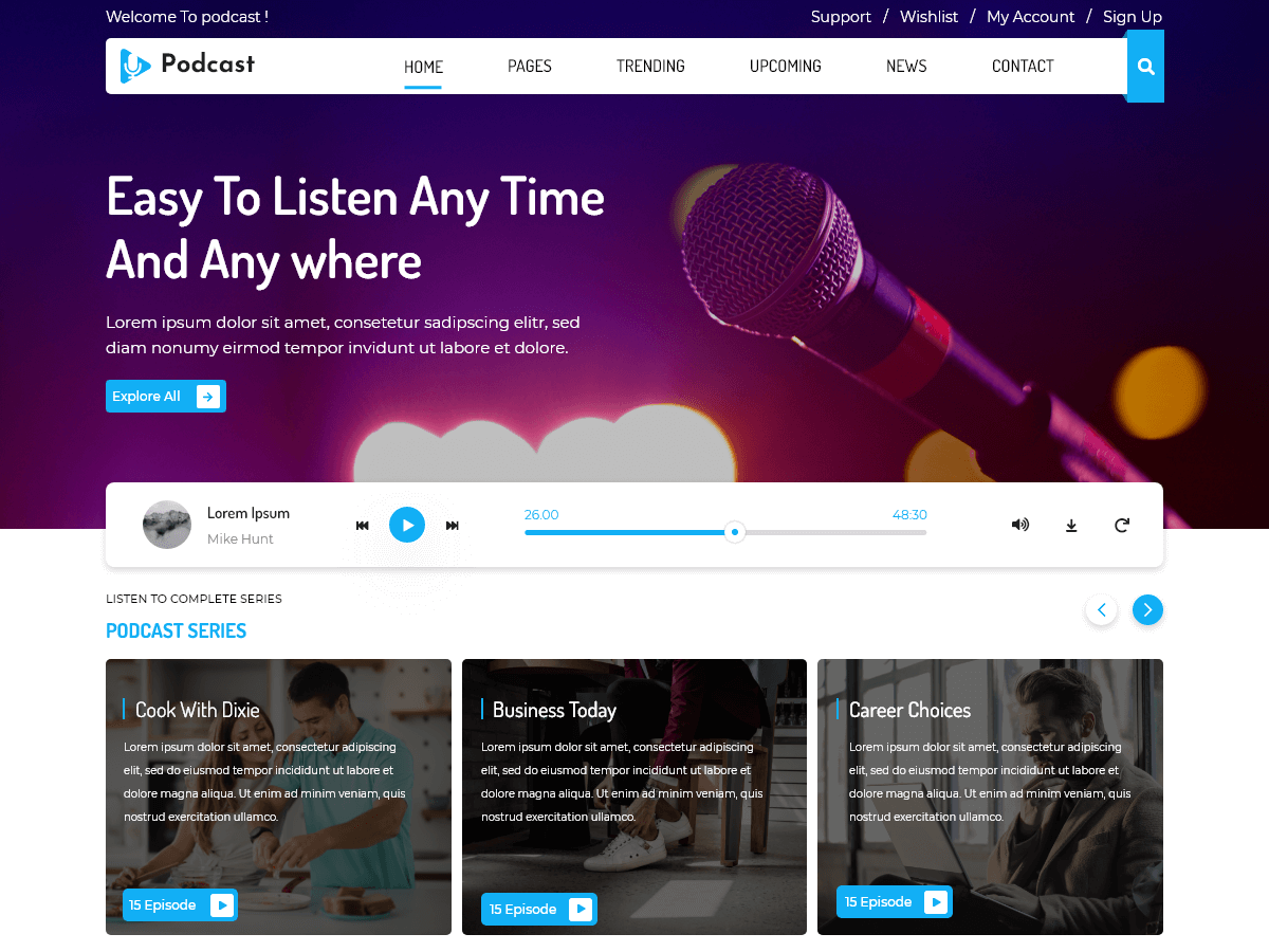 Podcaster Radio Preview Wordpress Theme - Rating, Reviews, Preview, Demo & Download