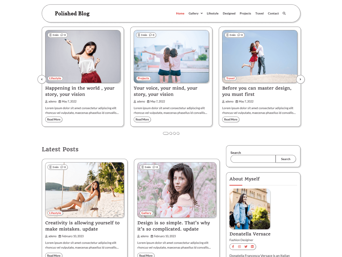 Polished Blog Preview Wordpress Theme - Rating, Reviews, Preview, Demo & Download