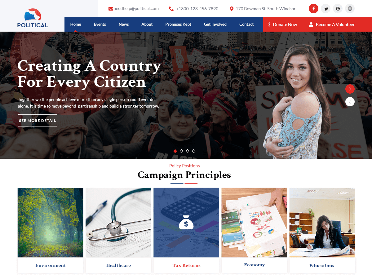 Political Campaign Preview Wordpress Theme - Rating, Reviews, Preview, Demo & Download