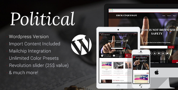 Political Preview Wordpress Theme - Rating, Reviews, Preview, Demo & Download